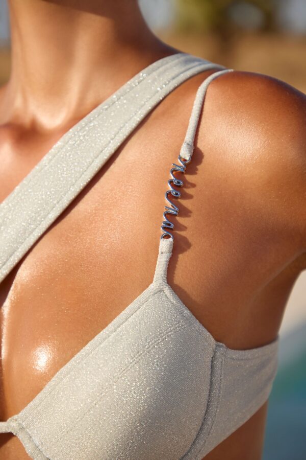 Asymmetric Underwired Bikini Top in Silver - Image 6