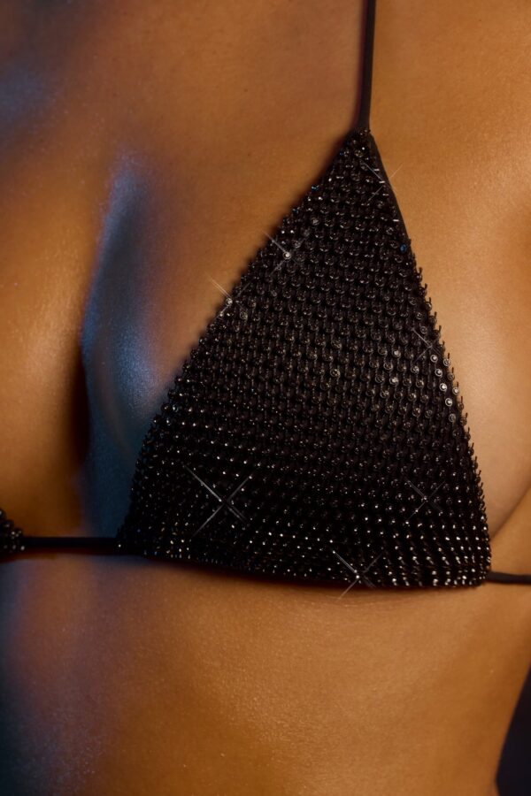 Halter Neck Triangle Bikini Top in Black - Image 4