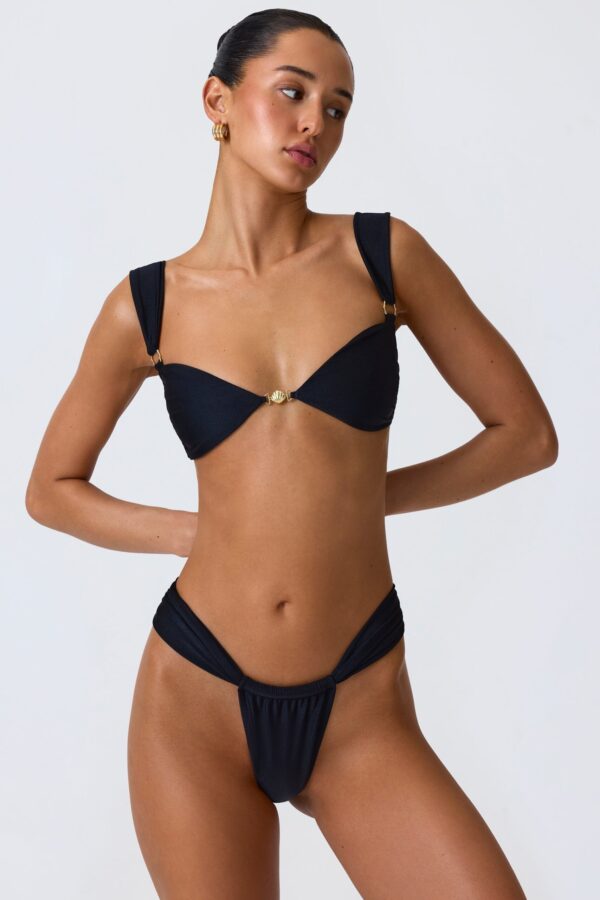 Ruched Cheeky Bikini Bottoms in Black - Image 9