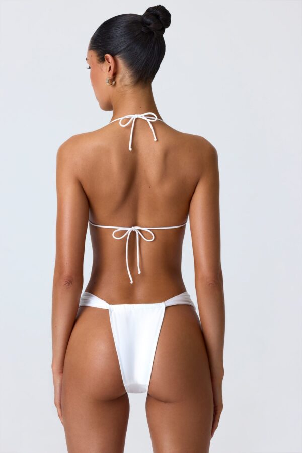 Ruched Cheeky Bikini Bottoms in White - Image 2