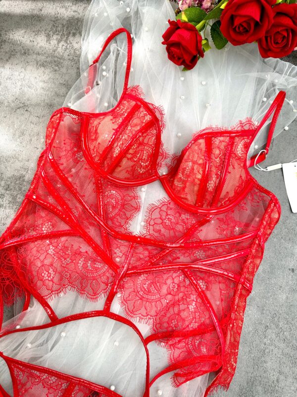 Red Patent Leather Lingerie Set - Image 9