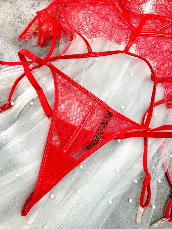 Red Patent Leather Lingerie Set - Image 10
