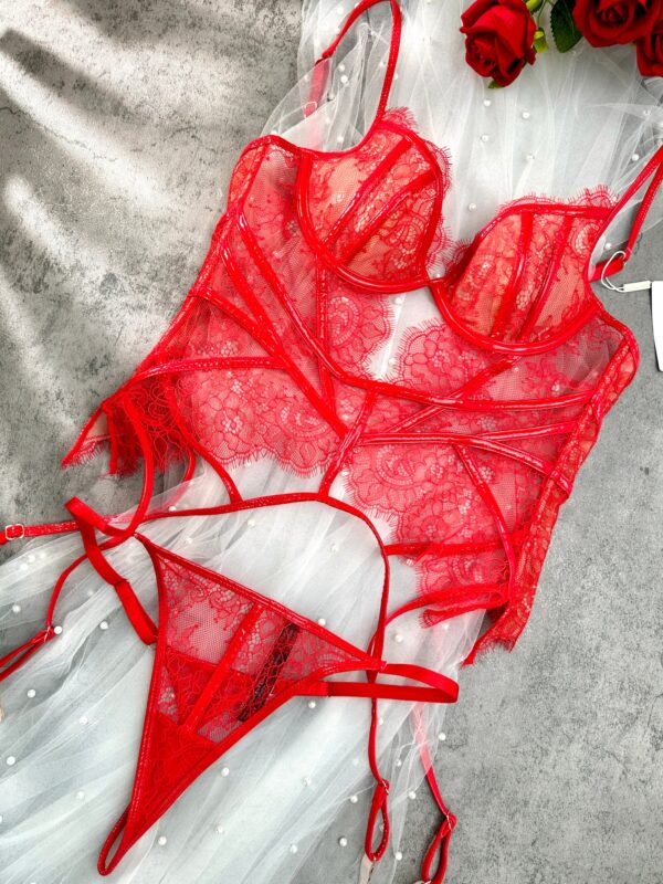 Red Patent Leather Lingerie Set - Image 8