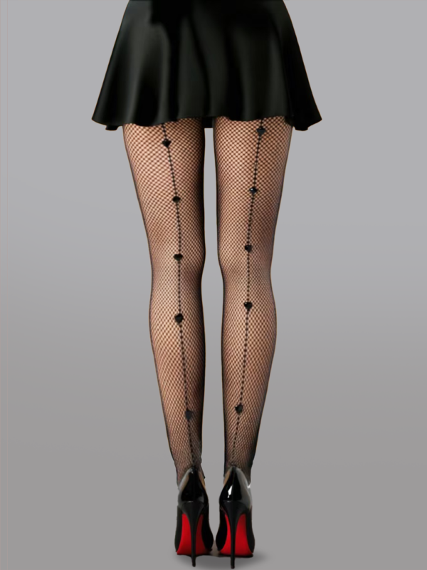 Heart Pattern Fishnet Tights - Image 2