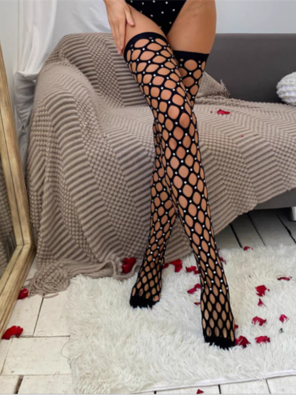 Thigh-High Fishnet Pantyhose - Image 5