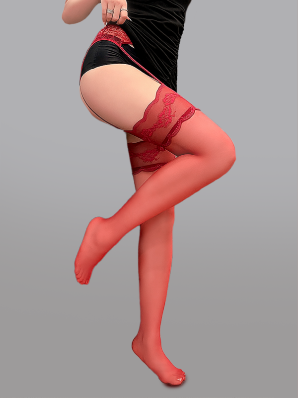 Lace Waist Garter Tights - Image 3