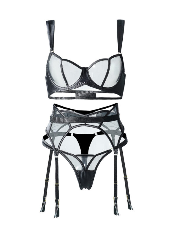Black See Through Mesh Sexy Push Up Lingerie Set - Image 5