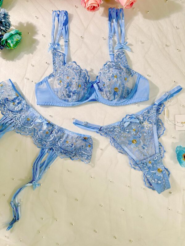 Azure Blossom Embroidery Lingerie Set - Image 13