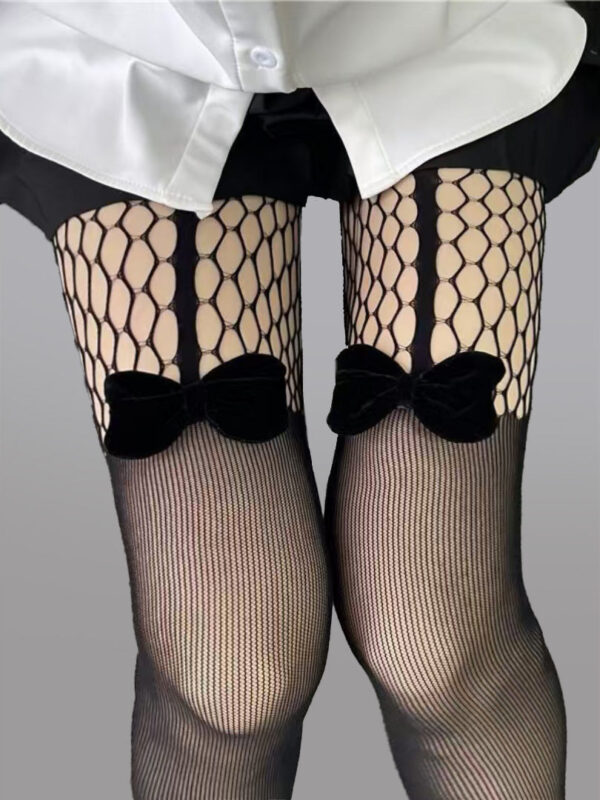 All-in-One Bow Mesh Tights - Image 3
