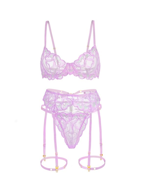 Purple Embroidery Lingerie Set - Image 10