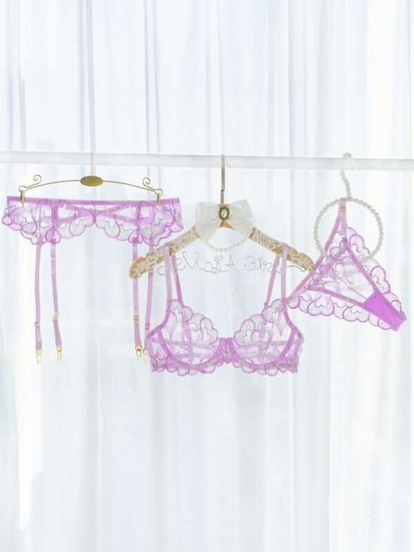 Purple Embroidery Lingerie Set - Image 13