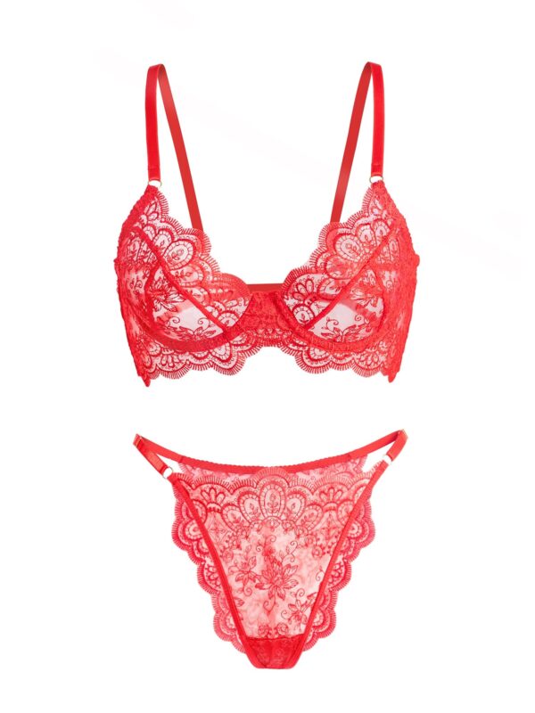 Red Exquisite Lace Lingerie Set - Image 6