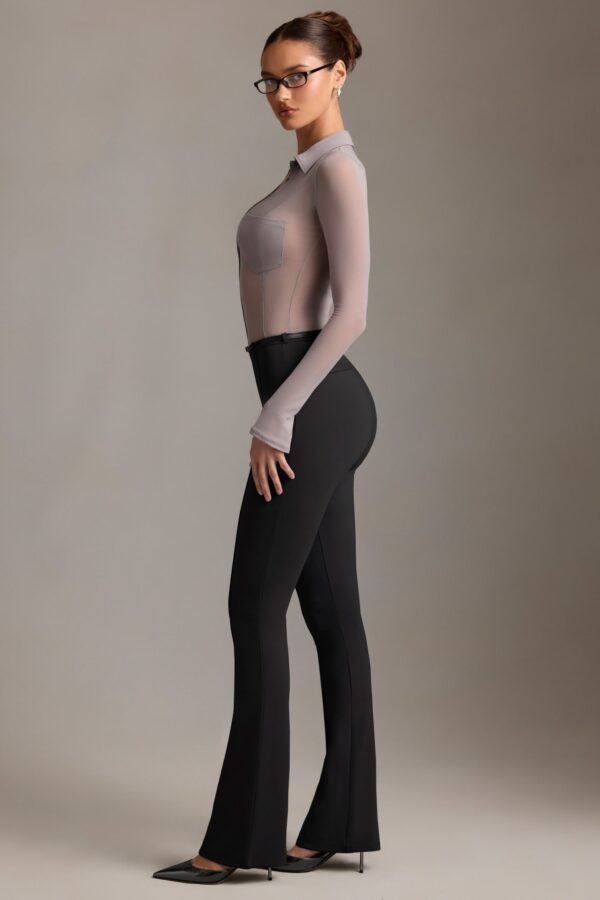 Low-Rise Flared Trousers in Black - Image 3