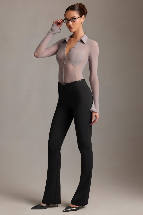 Low-Rise Flared Trousers in Black - Image 8