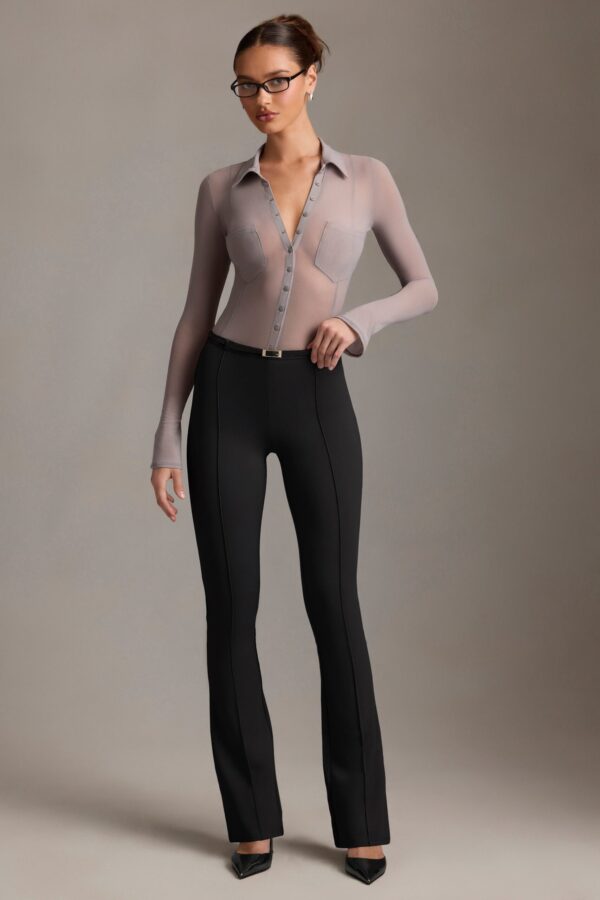 Low-Rise Flared Trousers in Black - Image 9