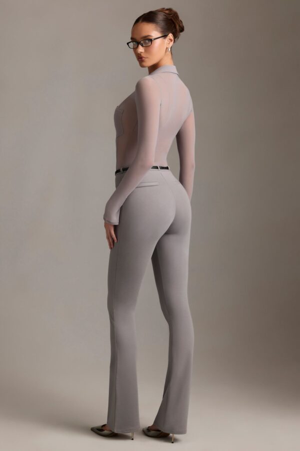 Low-Rise Flared Trousers in Grey - Image 2