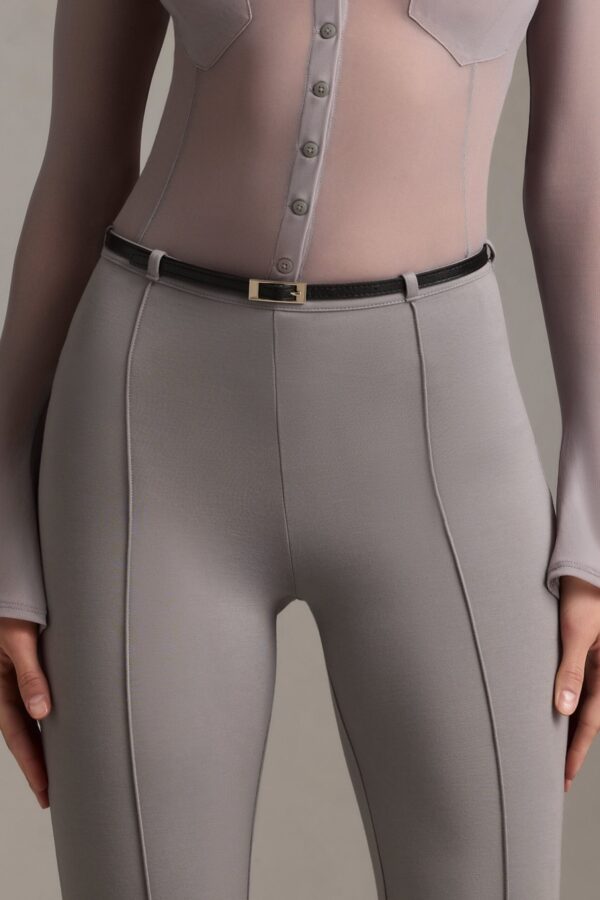 Low-Rise Flared Trousers in Grey - Image 4