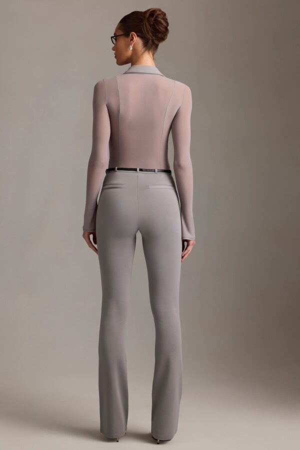 Low-Rise Flared Trousers in Grey - Image 7