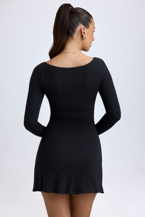 Modal Layered A-Line Mini Dress in Black - Image 3