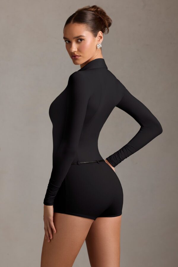 Long-Sleeve Playsuit in Black - Image 2