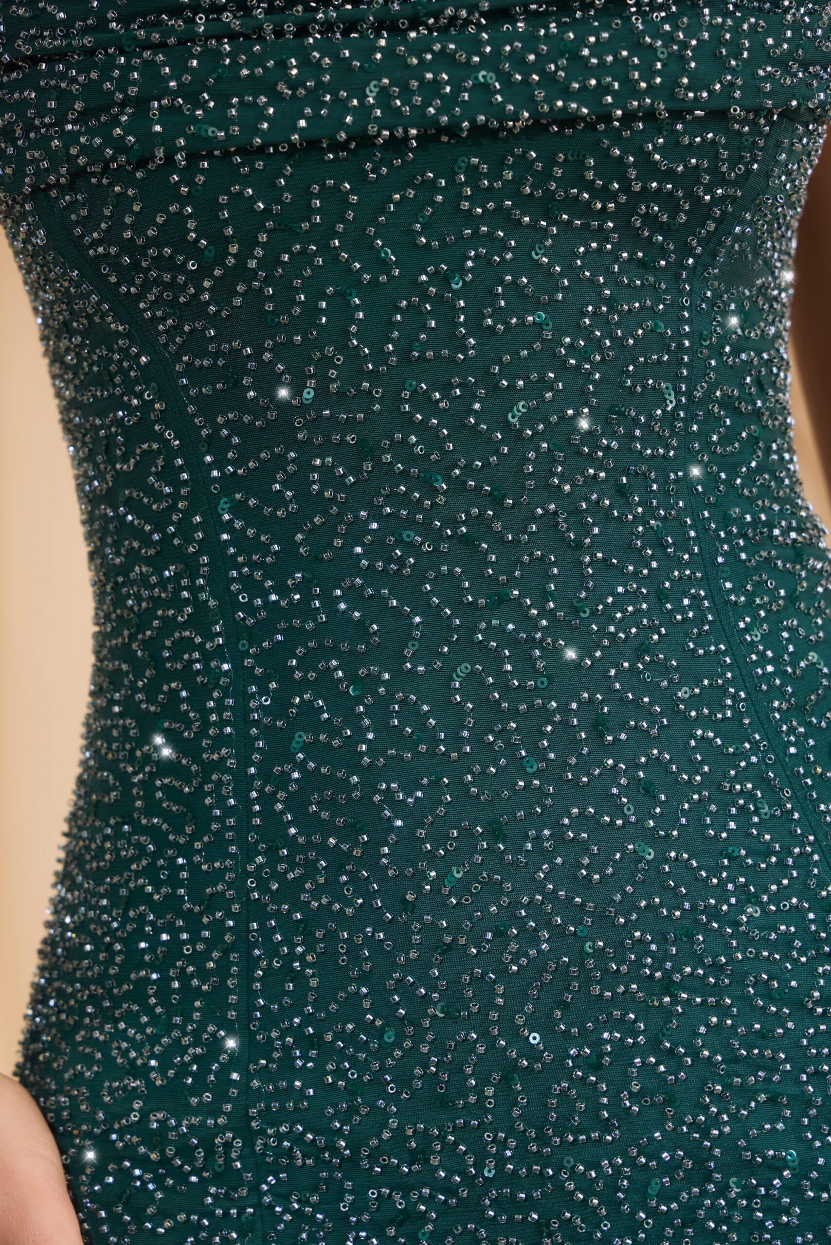 Embellished Strapless Cowl-Neck Mini Dress in Emerald Green - Image 5