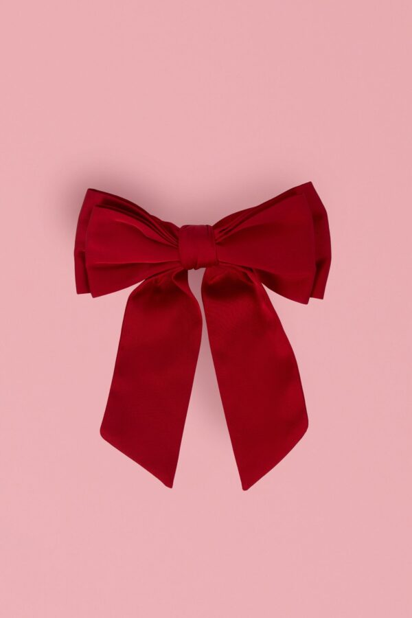 Bow Hair Clip in Ruby Red - Image 2