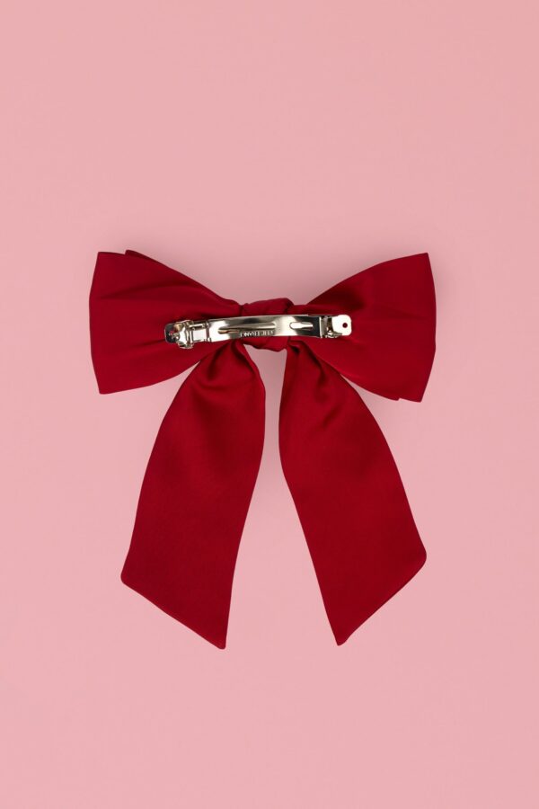 Bow Hair Clip in Ruby Red - Image 3