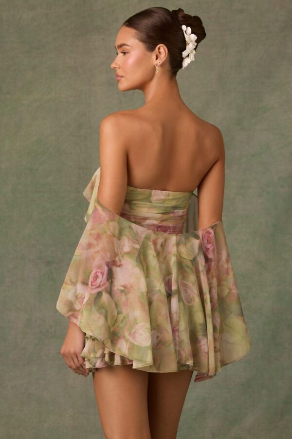 Off-Shoulder Ruffled Mini Dress in Floral Multi Print - Image 8