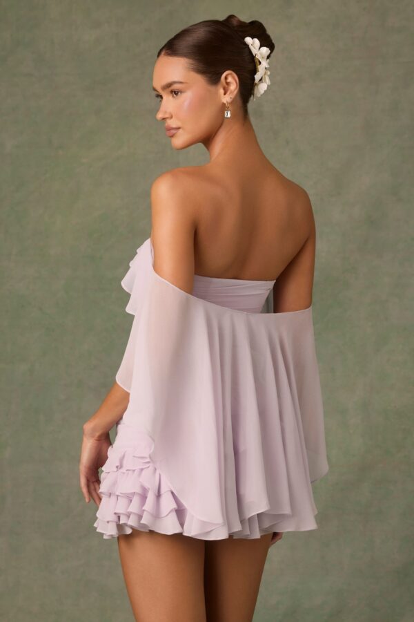 Off-Shoulder Ruffled Mini Dress in Lilac - Image 2