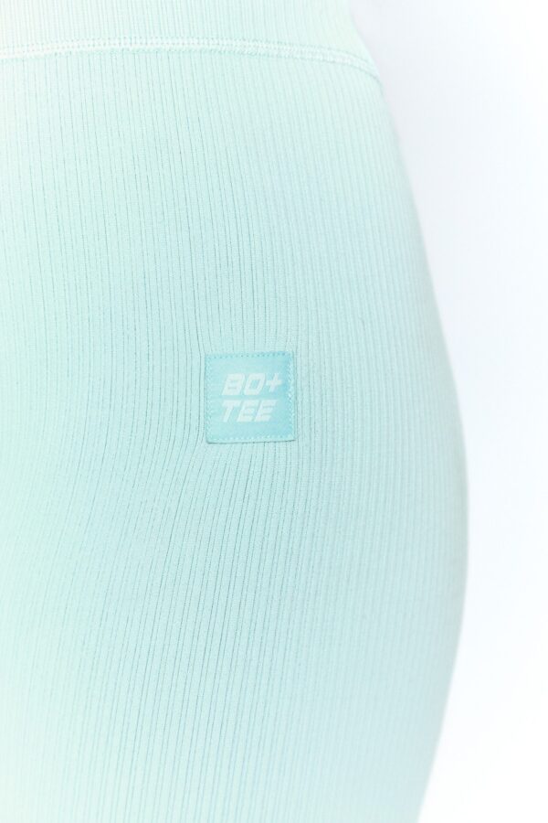 Ribbed Tie Front Full Length Leggings in Light Blue - Image 4