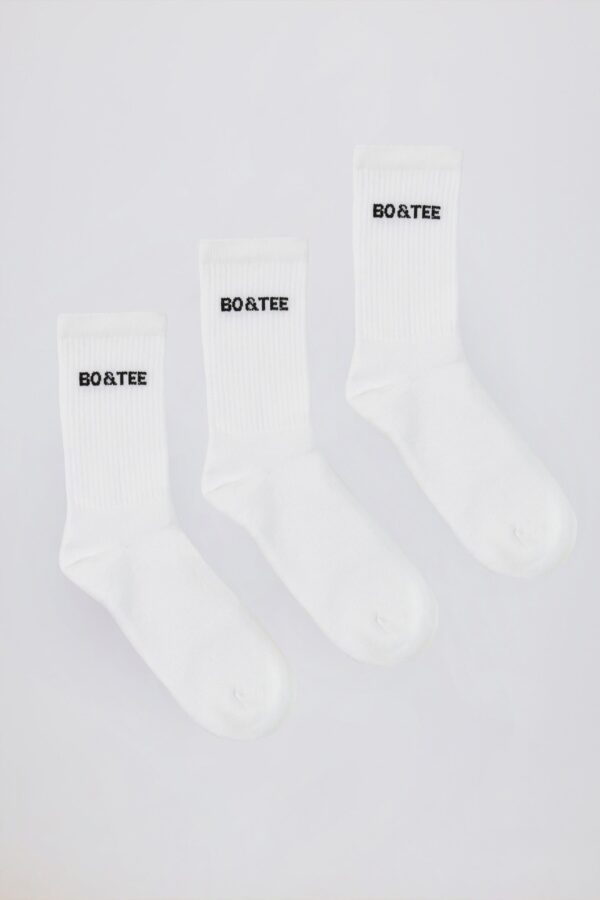 Ribbed Crew Sock Bundle in White
