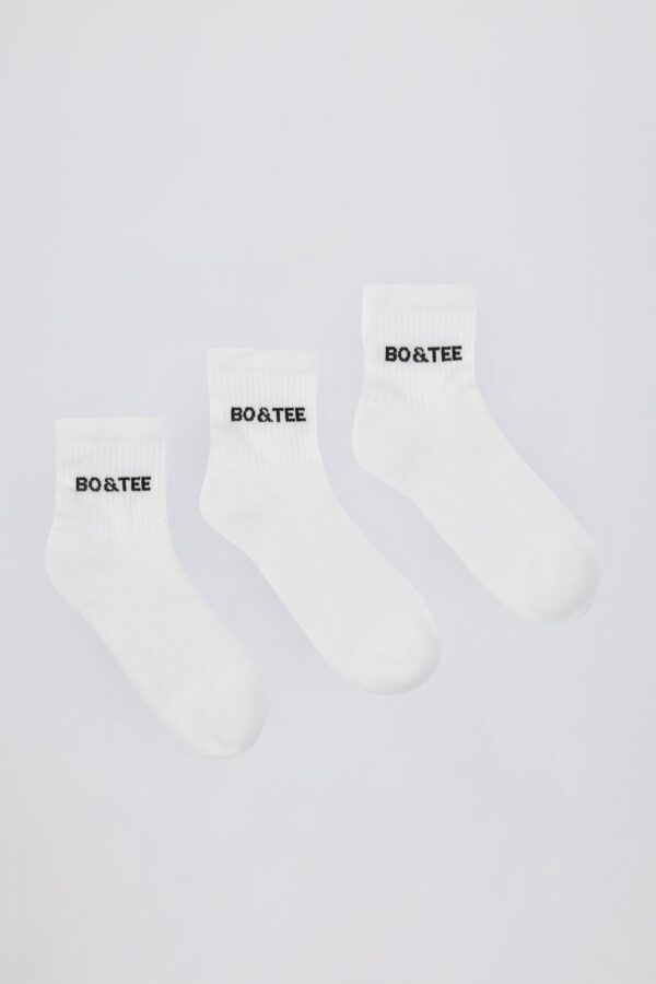 Ribbed Half-Crew Sock Bundle in White