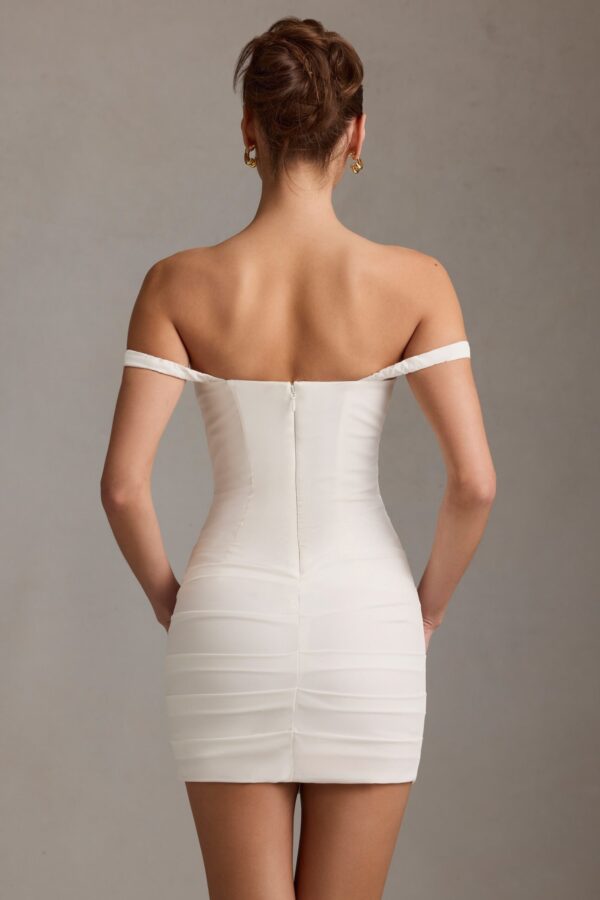 Off-Shoulder Corset Mini Dress in White - Image 6