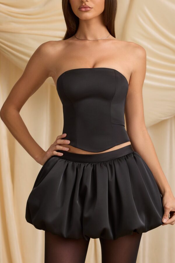 Bubble Hem Mid-Rise Mini Skirt in Black - Image 5