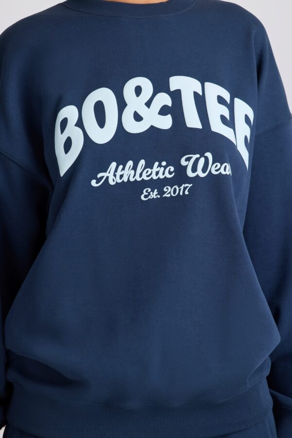 Oversized Crew-Neck Sweatshirt in Dark Navy - Image 4