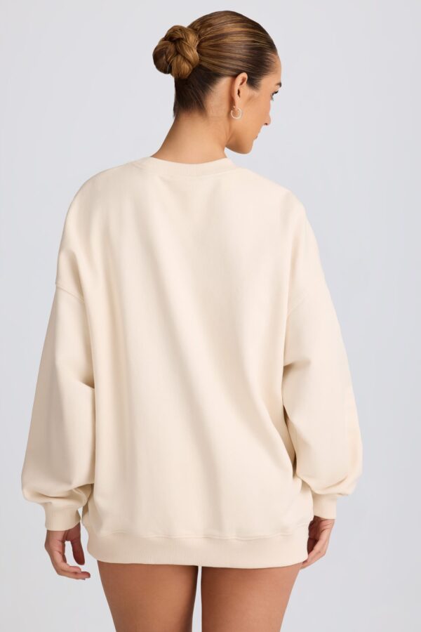 Oversized Crew-Neck Sweatshirt in Ecru - Image 2