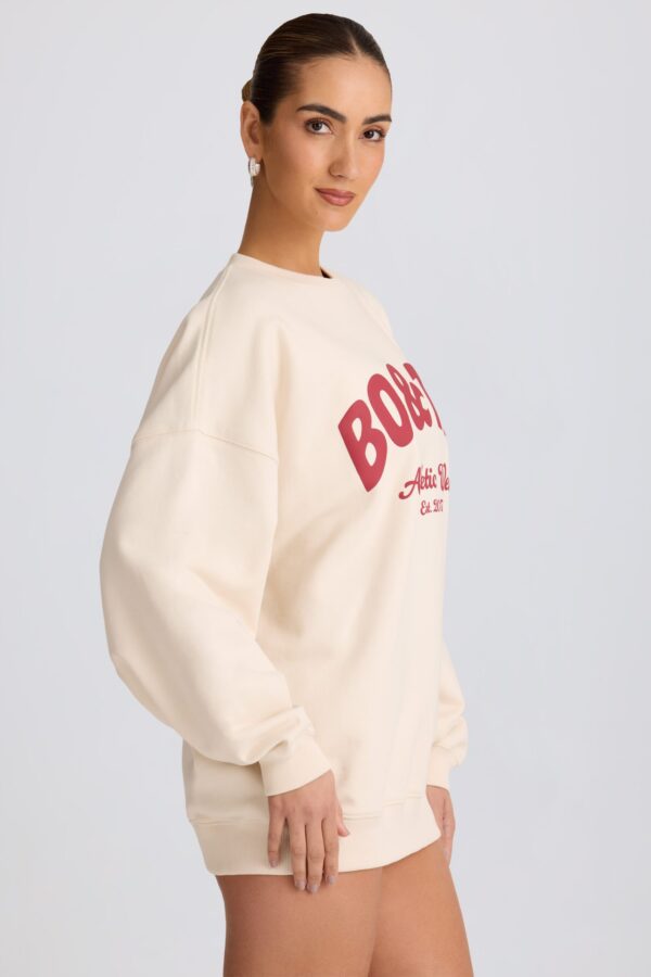 Oversized Crew-Neck Sweatshirt in Ecru - Image 3