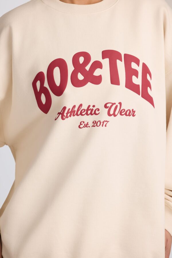Oversized Crew-Neck Sweatshirt in Ecru - Image 4