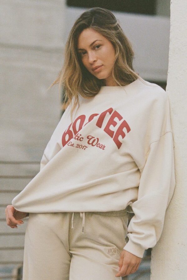 Oversized Crew-Neck Sweatshirt in Ecru - Image 8