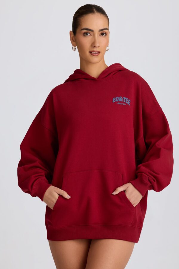 Oversized Hoodie in Burgundy - Image 2