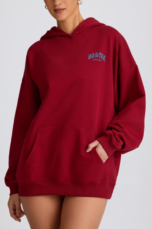 Oversized Hoodie in Burgundy - Image 5