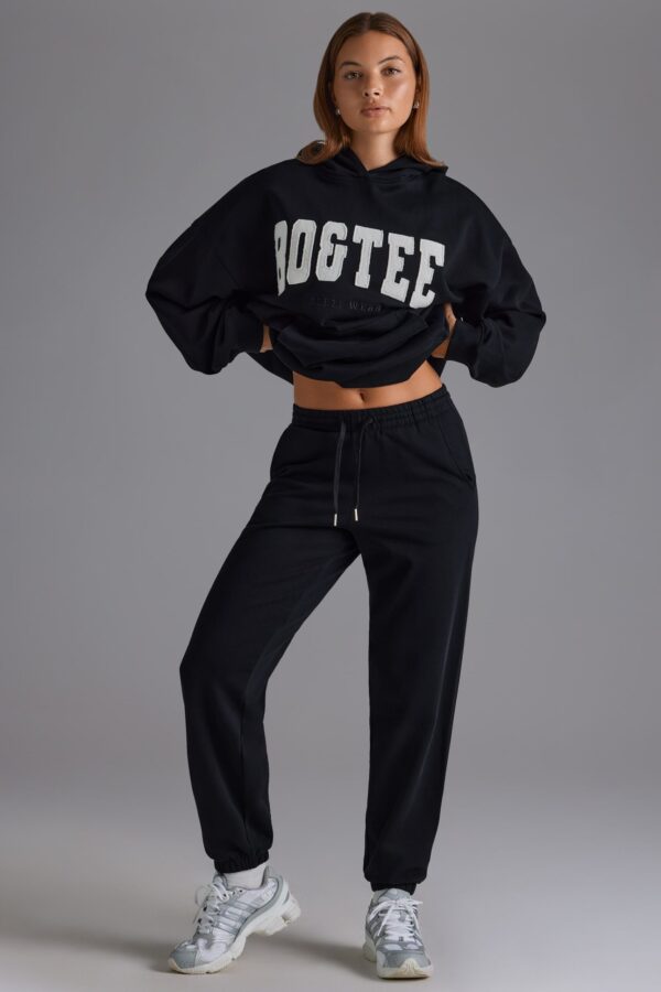 Petite Relaxed Mid-Rise Joggers in Black - Image 6