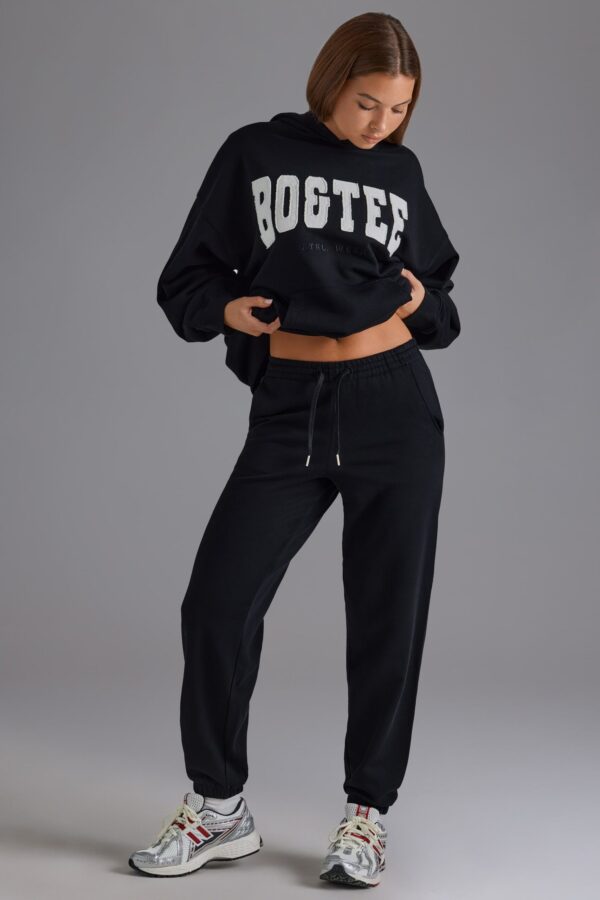 Petite Relaxed Mid-Rise Joggers in Black - Image 8