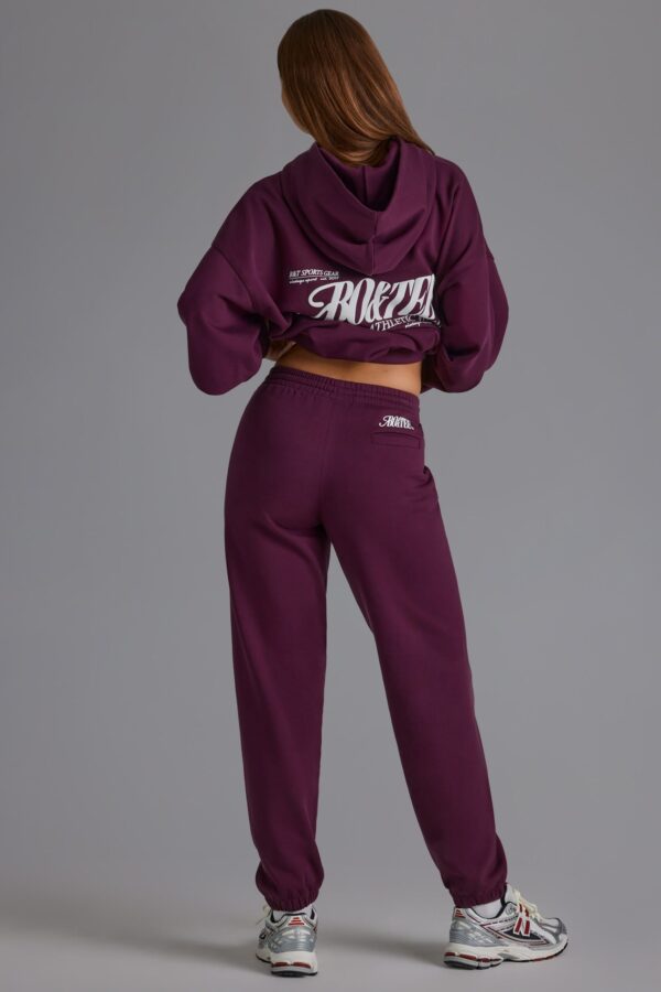 Relaxed Mid-Rise Joggers in Grape - Image 2