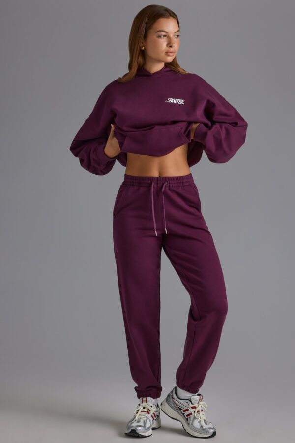 Relaxed Mid-Rise Joggers in Grape - Image 5