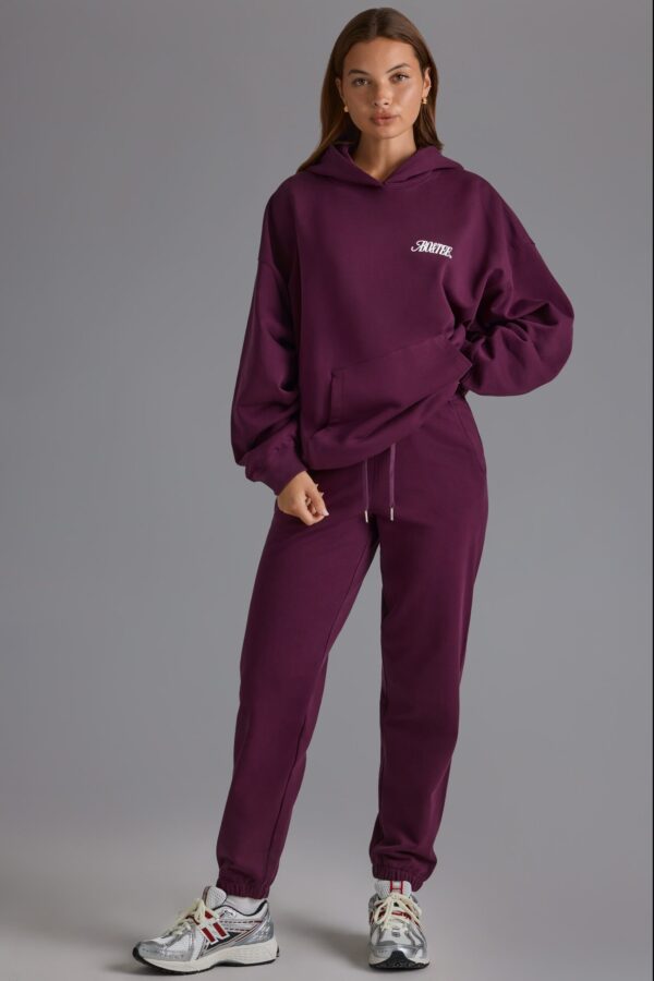 Relaxed Mid-Rise Joggers in Grape - Image 6