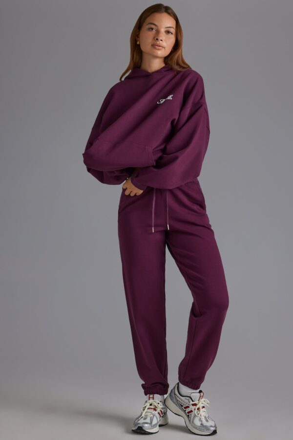 Relaxed Mid-Rise Joggers in Grape - Image 7
