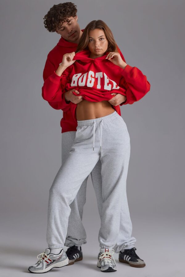 Relaxed Mid-Rise Joggers in Grey Marl - Image 3