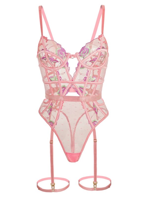 Pink Deluxe Floral Embroidered Bodysuit - Image 19