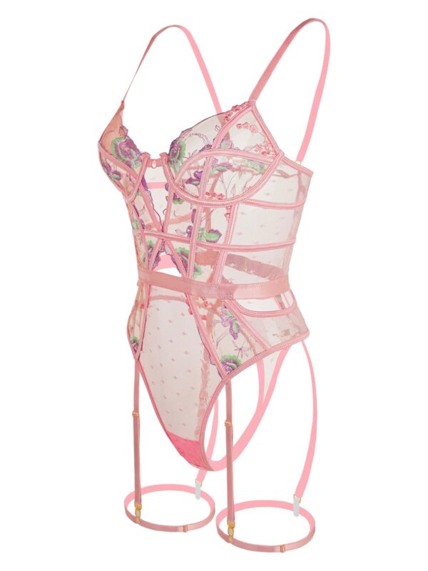 Pink Deluxe Floral Embroidered Bodysuit - Image 20